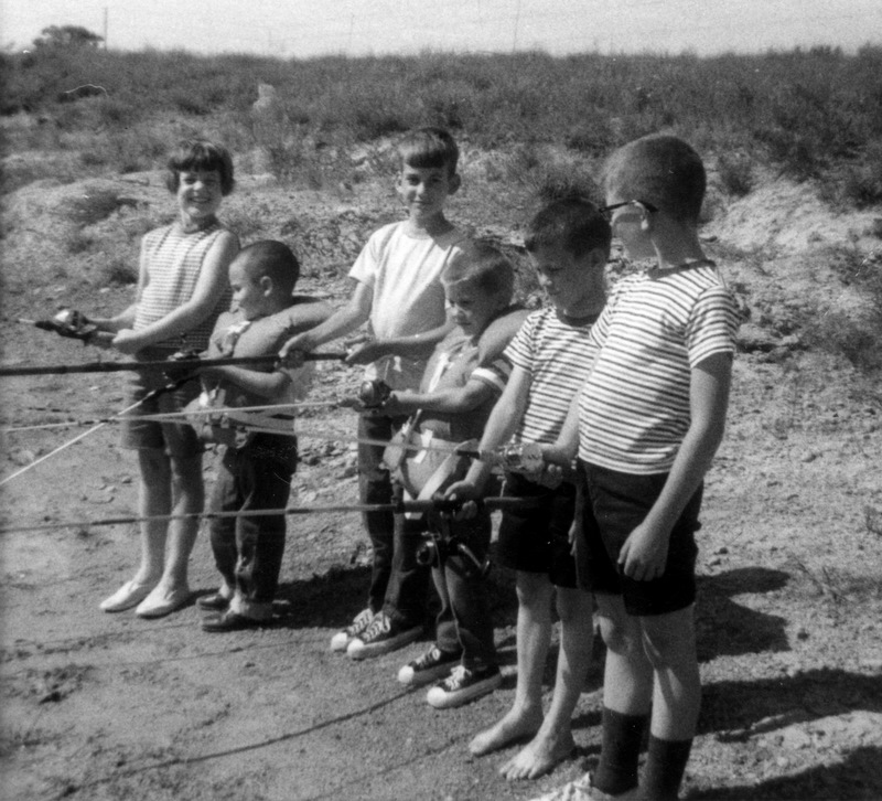 Strong, Mary Pat ca 1968, fishing with her brothers and cousins, Lake Humphreys, Oklahoma